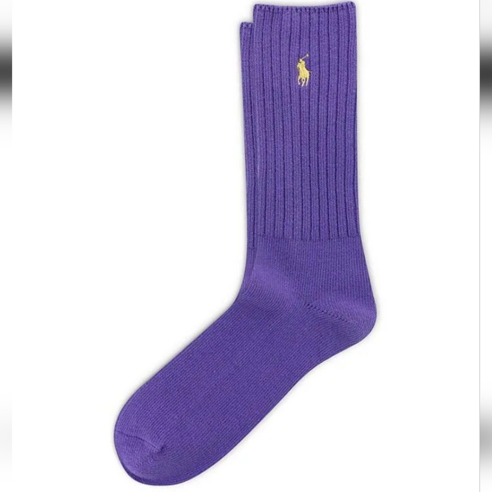 NWT Men's Polo by Ralph Lauren Vibrant Purple Ribbed Socks - Picture 1 of 2
